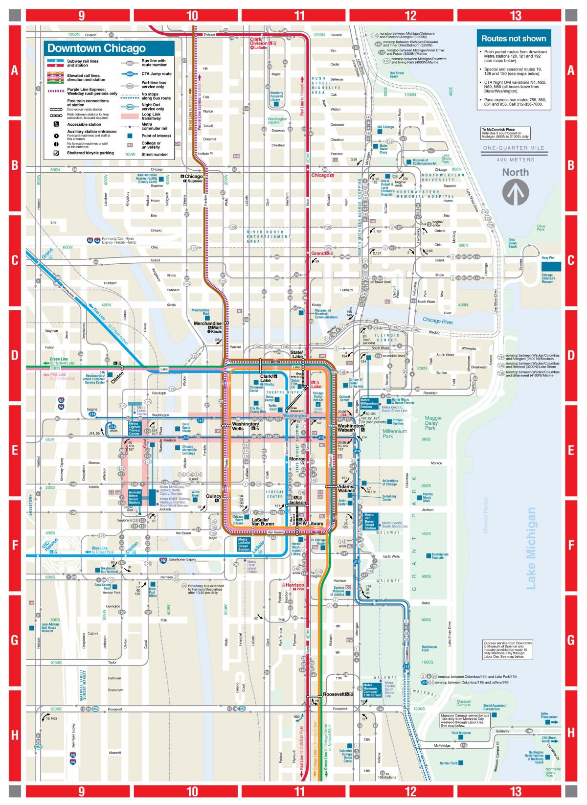 シカゴ地下鉄駅マップ
