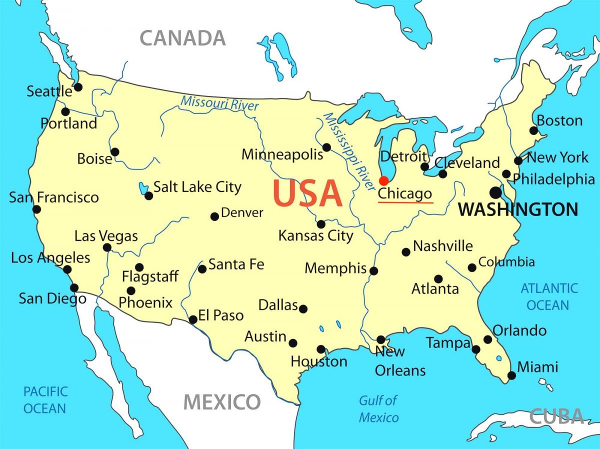アメリカの地図上のシカゴ